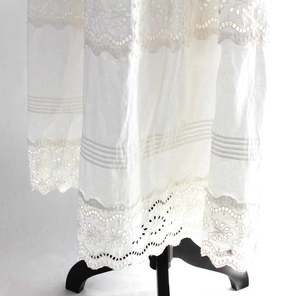 Sea Georgina White Eyelet Flutter Sleeve Cotton Dress 12 NEW V-Neckline Midi L - Picture 5 of 9